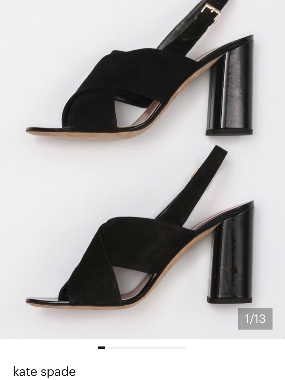kate spade Black Suede & patent Christopher Block Heels